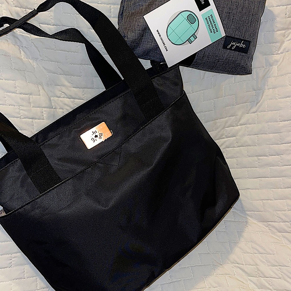 JUJUBE Diaper Bag Black NWOT & Jujube Deluxe Changing Pad With Pillow NWT